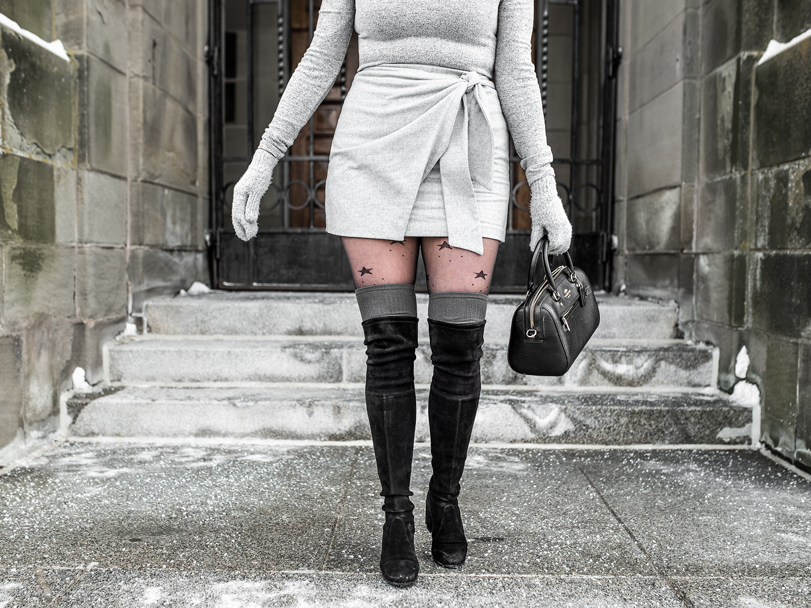 black dress with long socks Ruffle socks & Mary Janes please