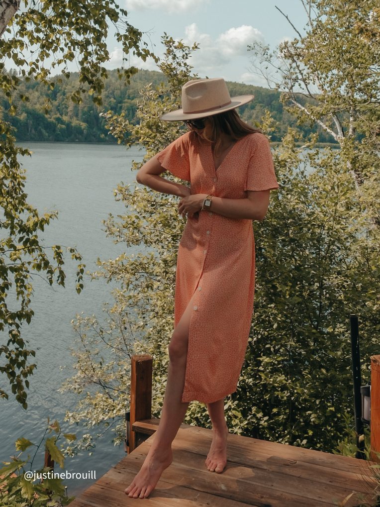 Bianca Orange Cosmos Buttoned Dress