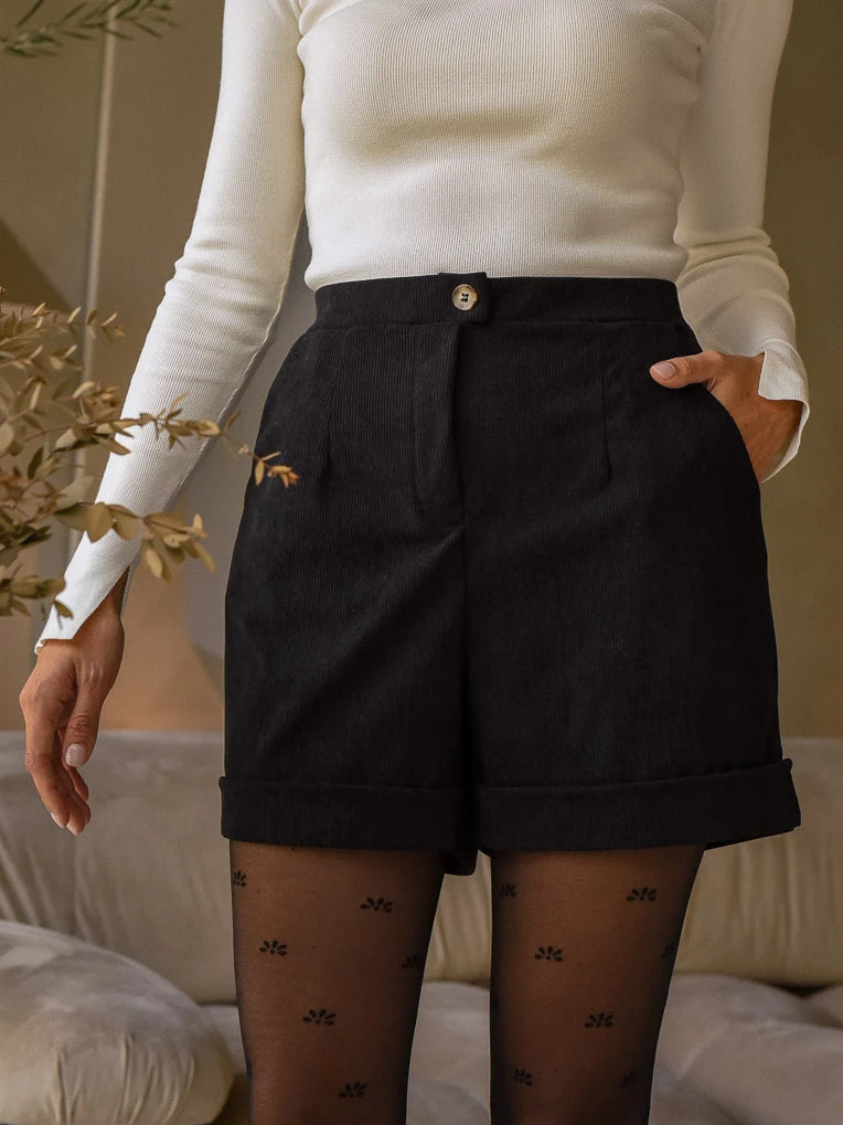 Black Corduroy Short