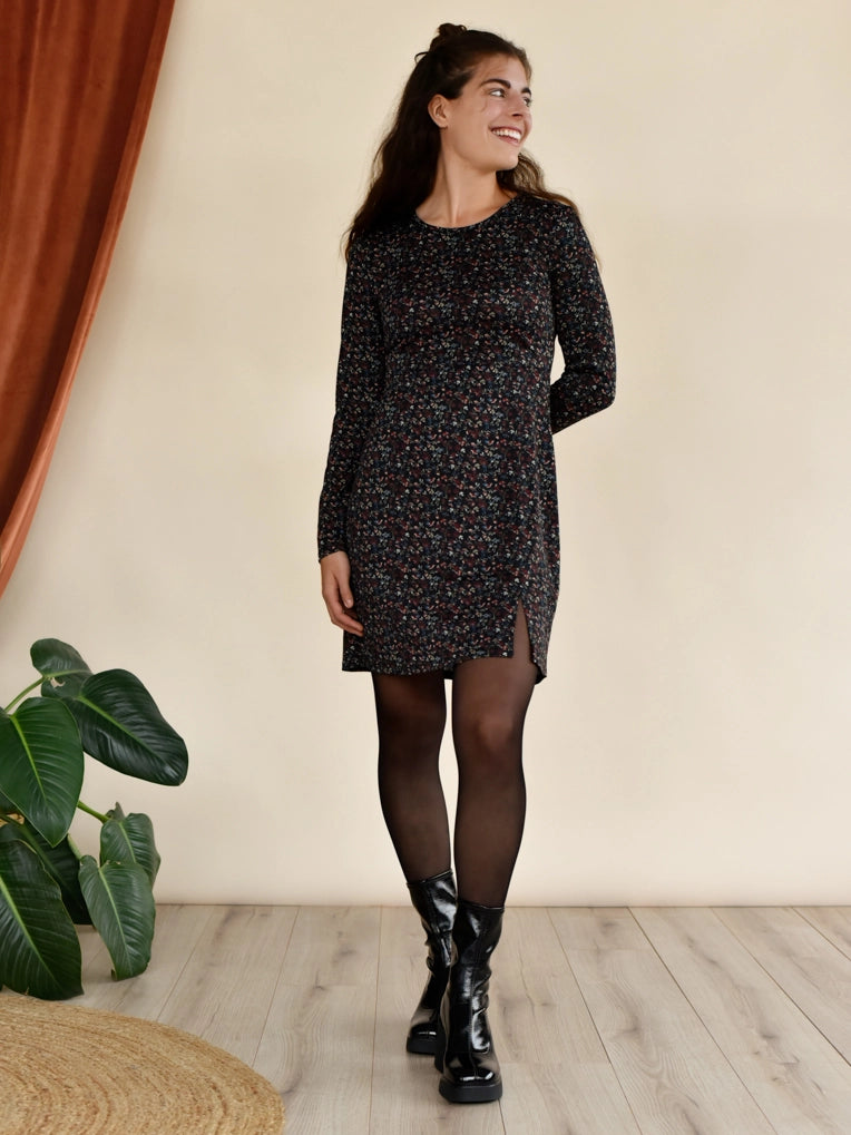 robe fleurie à manches longues