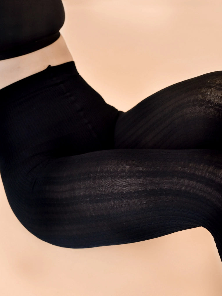 collant noir opaque tricoté