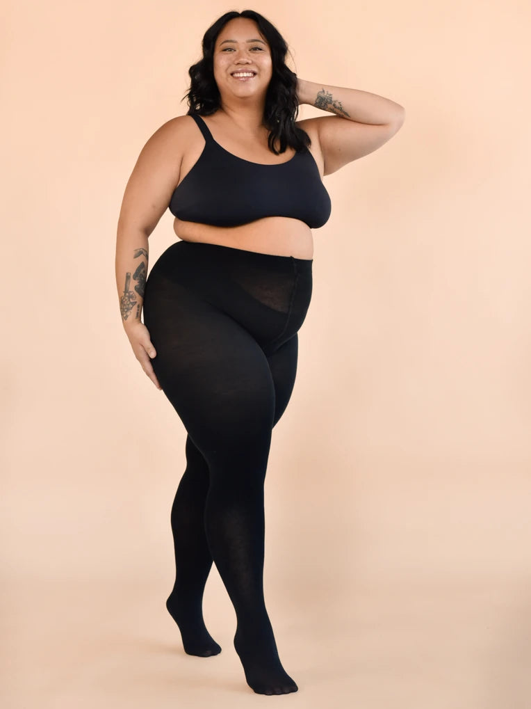 women's plus size opaque black tights