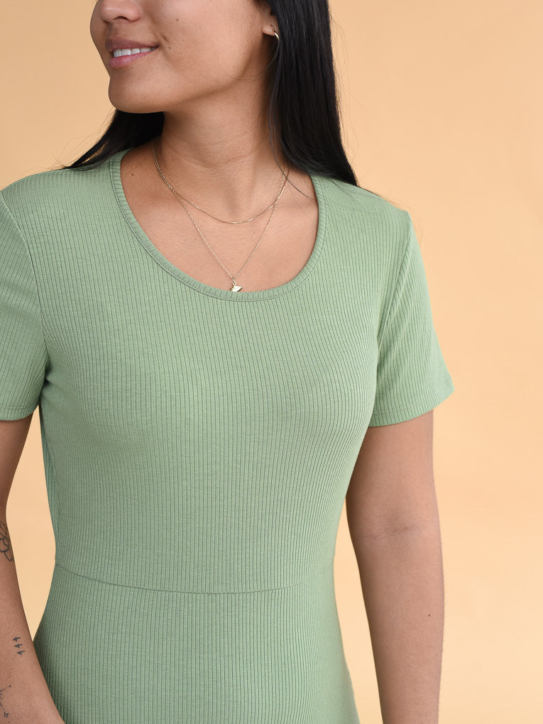 Carrie Sage Short Sleeves Dress