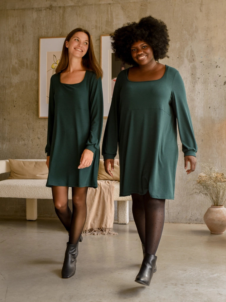 Robe en tricot côtelé vert foret