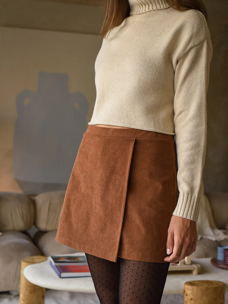 Brown corduroy top skirt images
