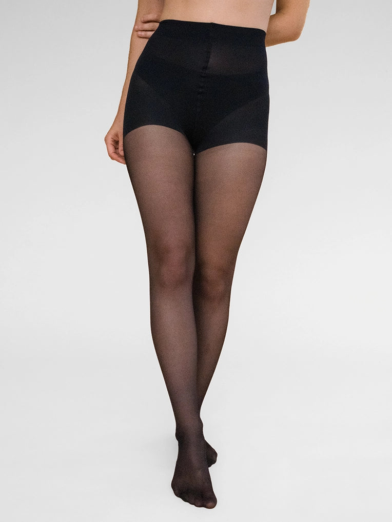 Collant sculptant diaphane 30D Noir