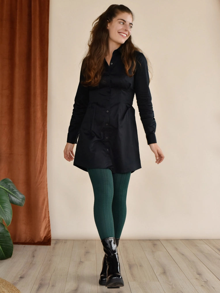 Collants opaques tricôtés vert foret