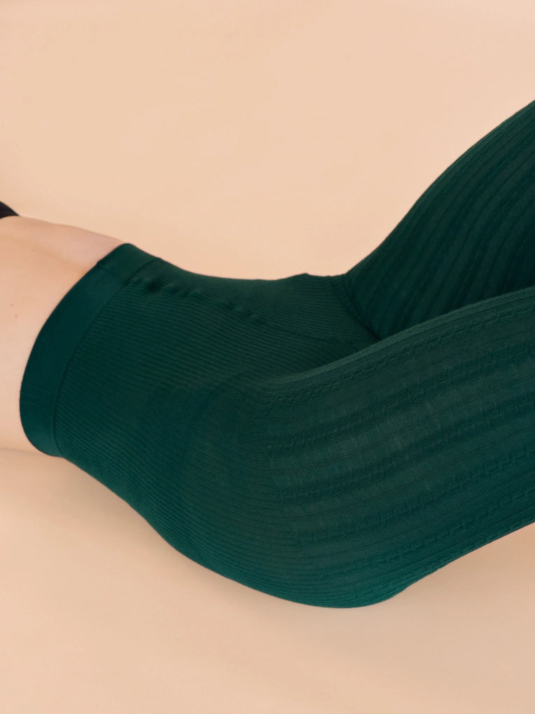 green forest cable tights