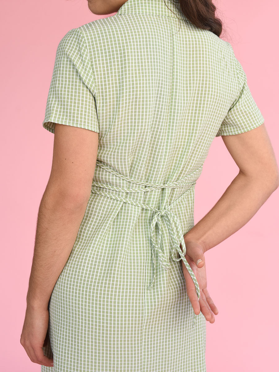 Robe à carreaux vert