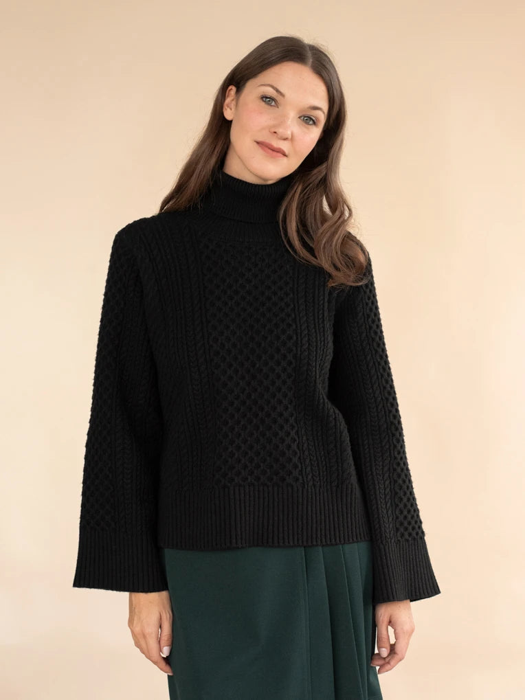 Black cable hot sale knit sweater