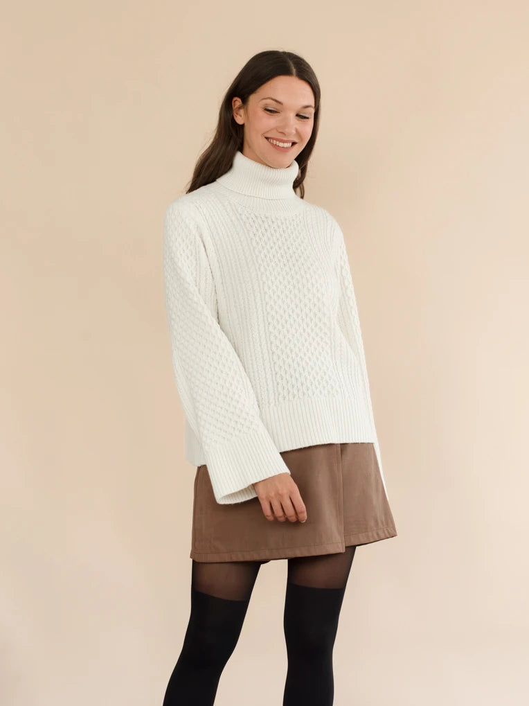 chandail manches longues en tricot blanc