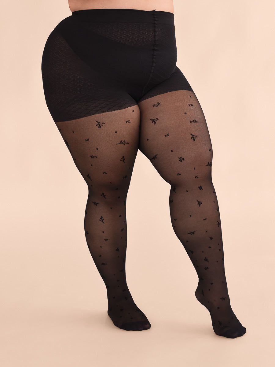 Plus size Leaves Print Tights