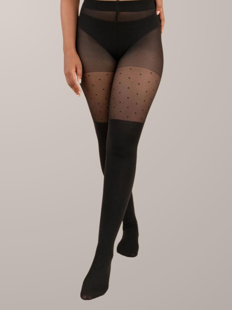 Collant cuissardes à pois nylon recyclé
