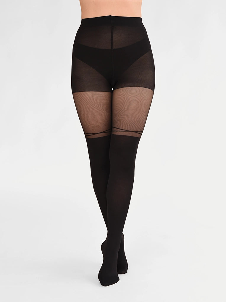 Collant cuissardes motif croisé