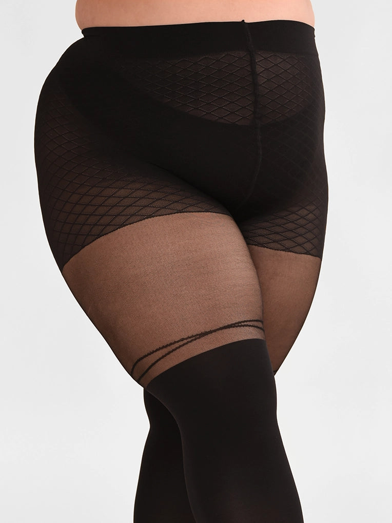 Collant cuissardes motif croisé