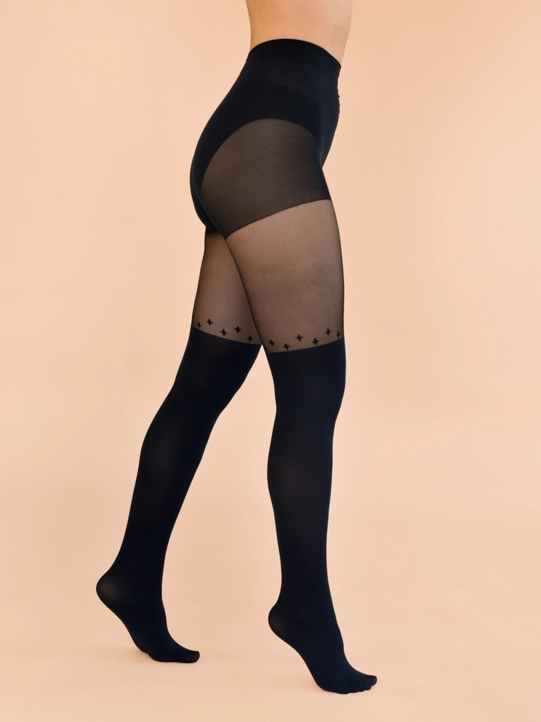 women's black hosiery with stars