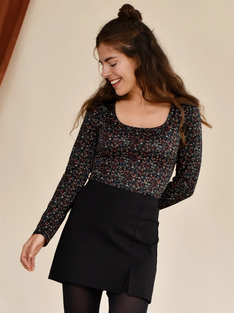 Haut manches longues fleuri