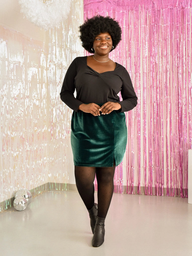 Forest Green Velvet Skirt for women