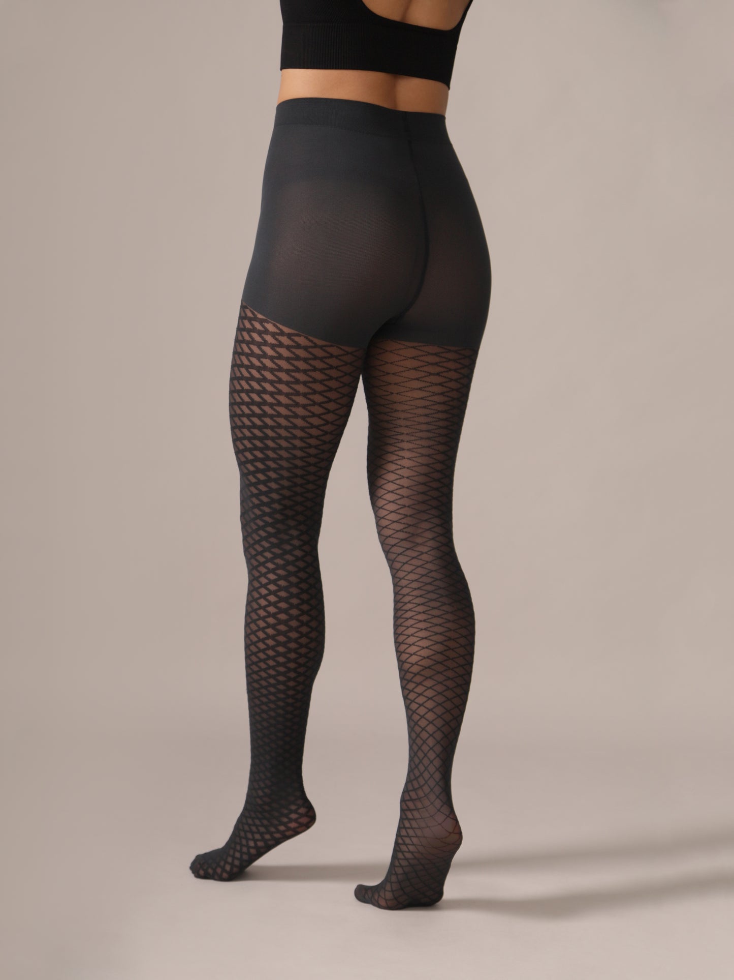 Collant motif micro losanges - Charbon