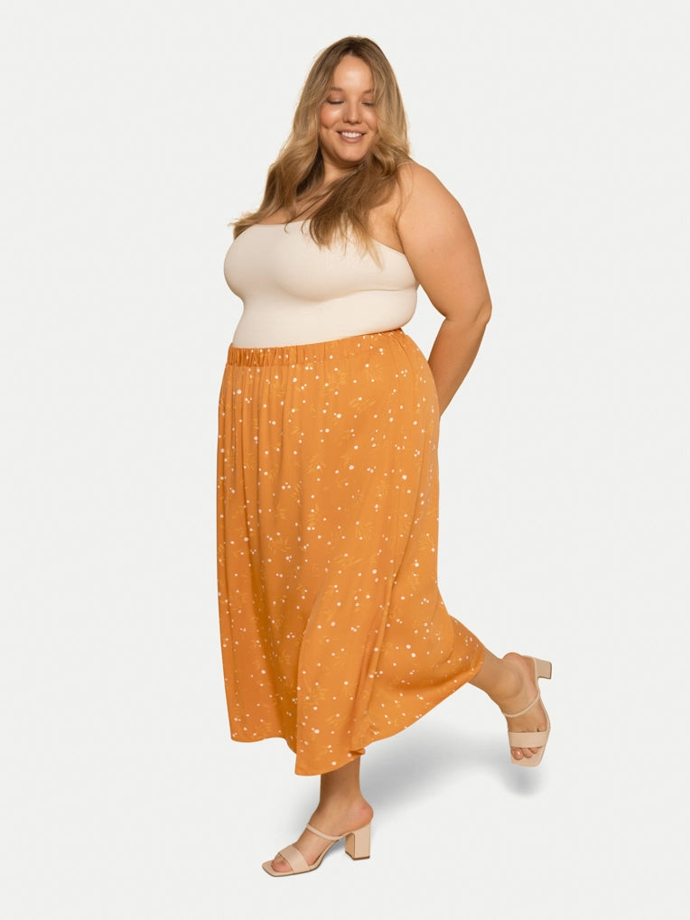 Jupe fluide midi Lily Jaune From Rachel