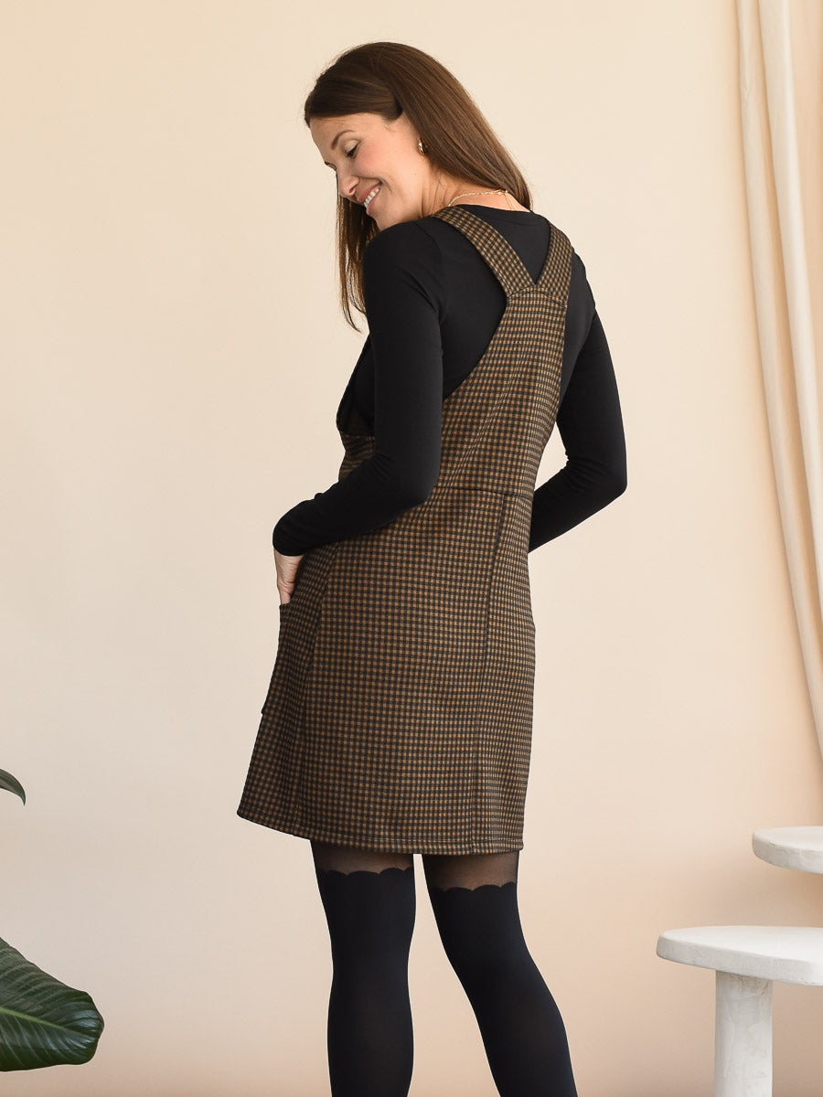 Robe salopette à carreaux pour femmes