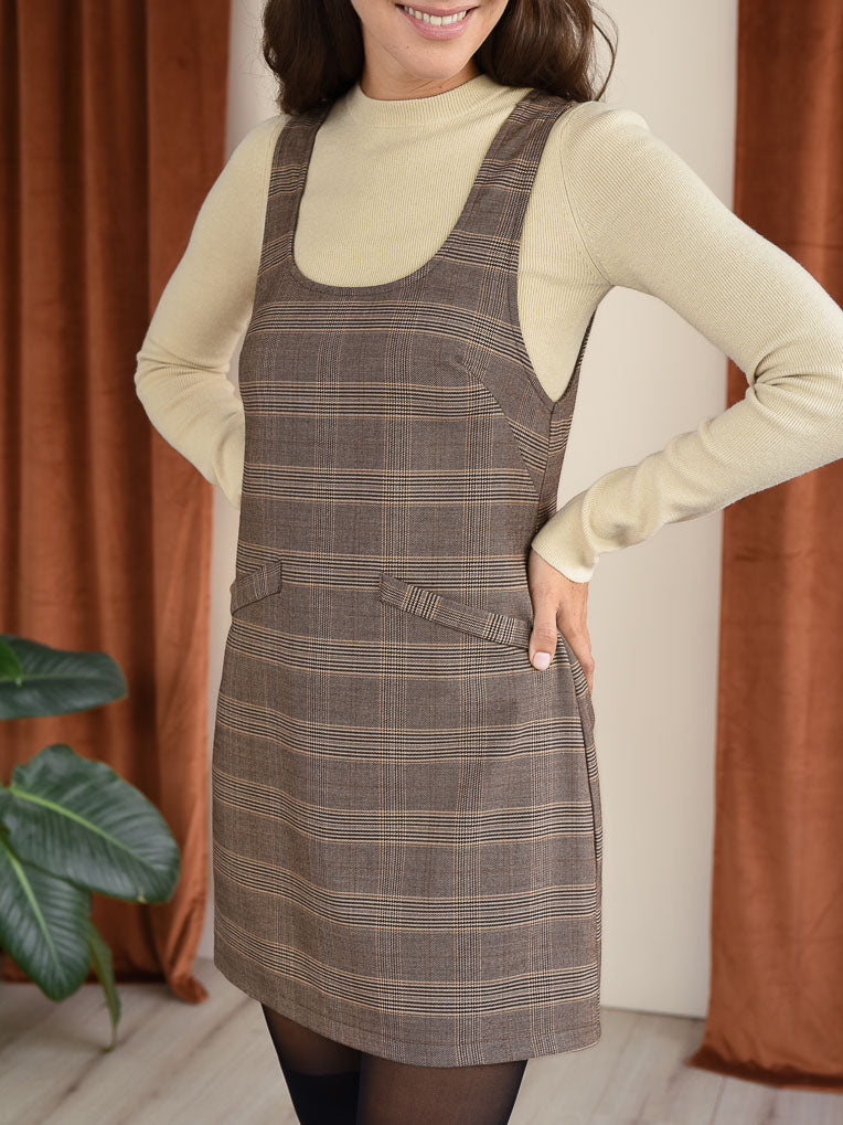 Rosalie Mocha Plaid Dress