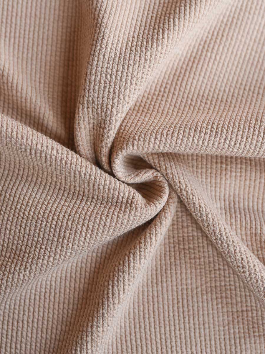 Beige rib V-Neck Top