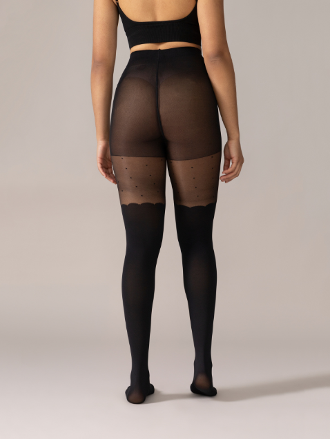 Collant cuissardes vague pois nylon recyclé