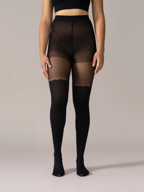 Collant cuissardes vague pois nylon recyclé