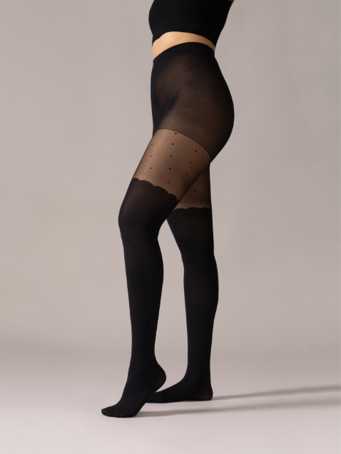Collant cuissardes vague pois nylon recyclé