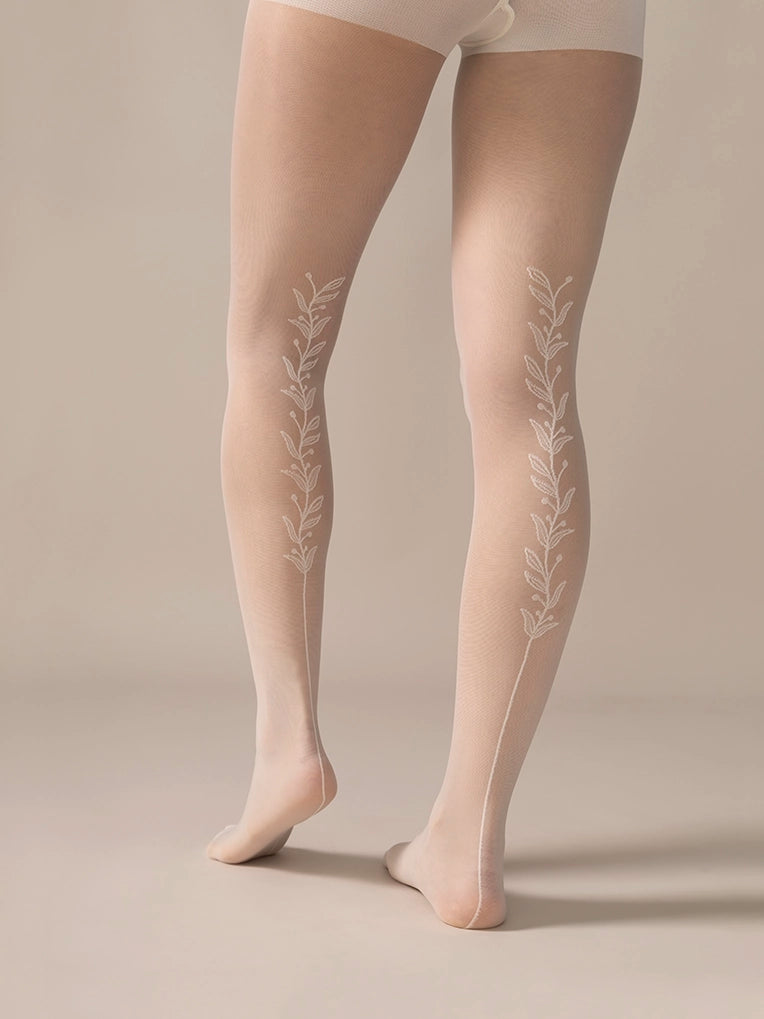 Collant vigne arrière diaphane 30D - Blanc crème