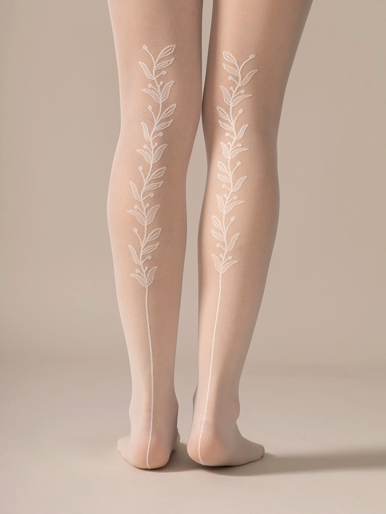 Collant vigne arrière diaphane 30D - Blanc crème
