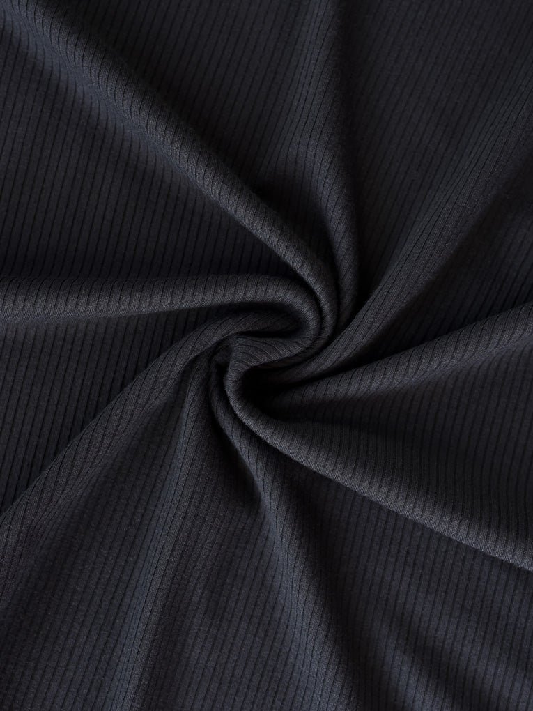 Rosa Black Ribbed V-Neck Top