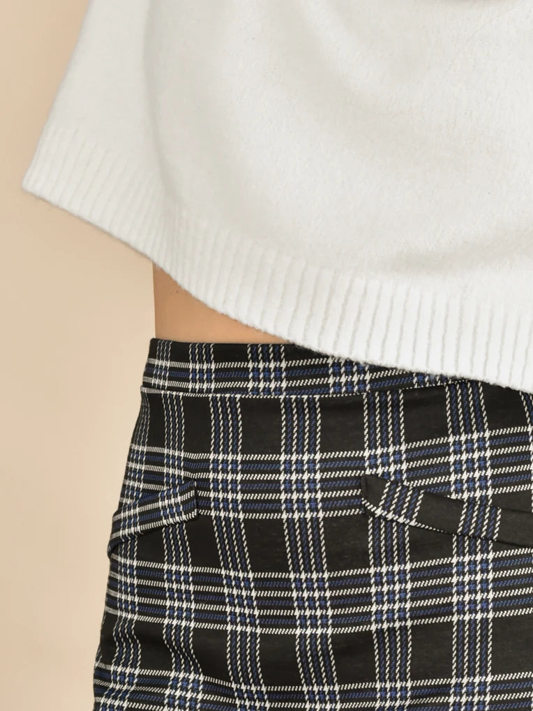 Blue Plaid Mini Skirt