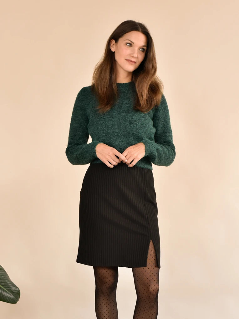 jupe pour femme côtelée noir