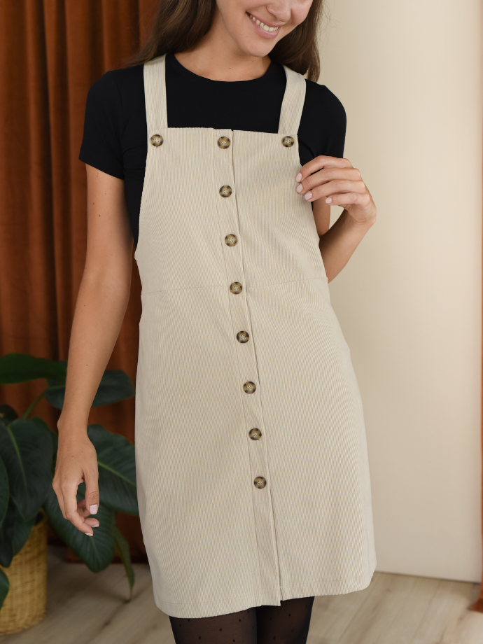 Robe salopette pour femme beige
