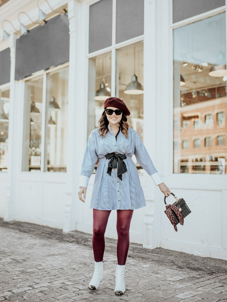 Collants bordeaux semi-transparents