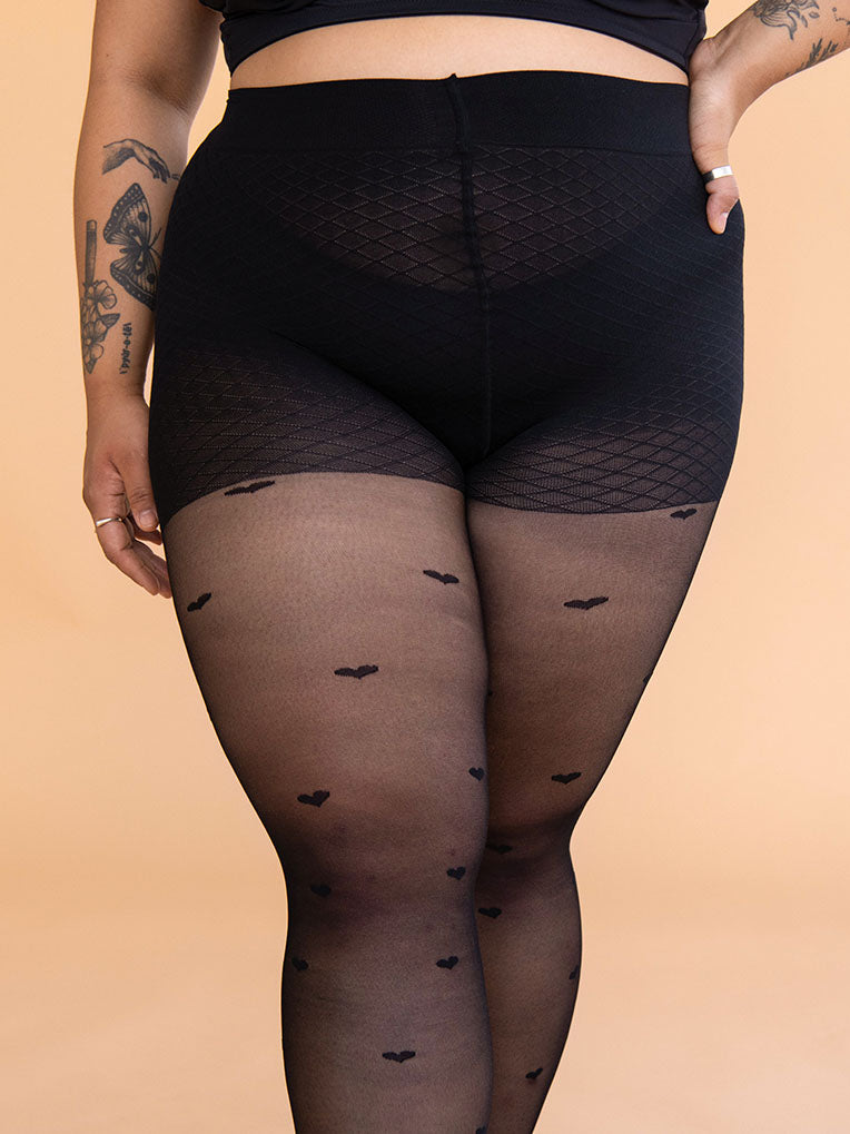 collant taille plus imprimé coeurs