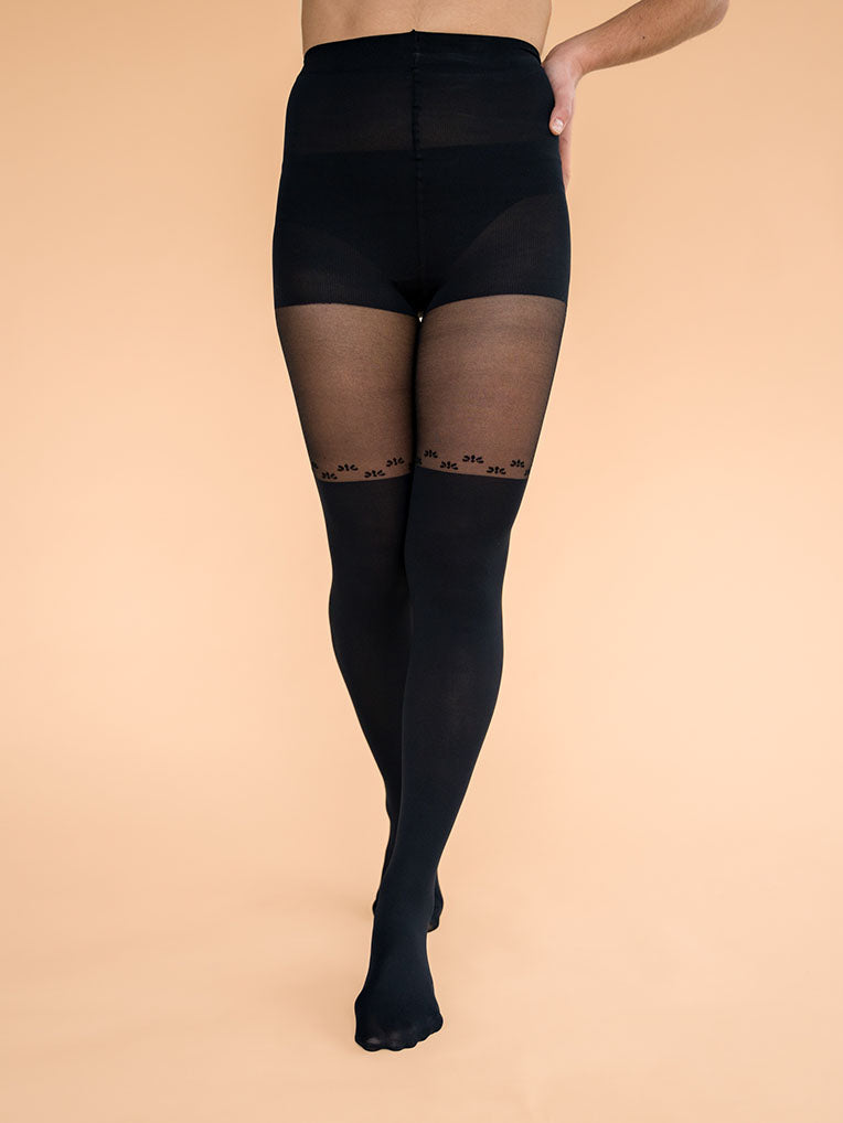 Black over-the-knee hosiery
