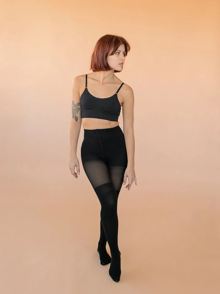 Collant cuissardes noir effet chaussettes