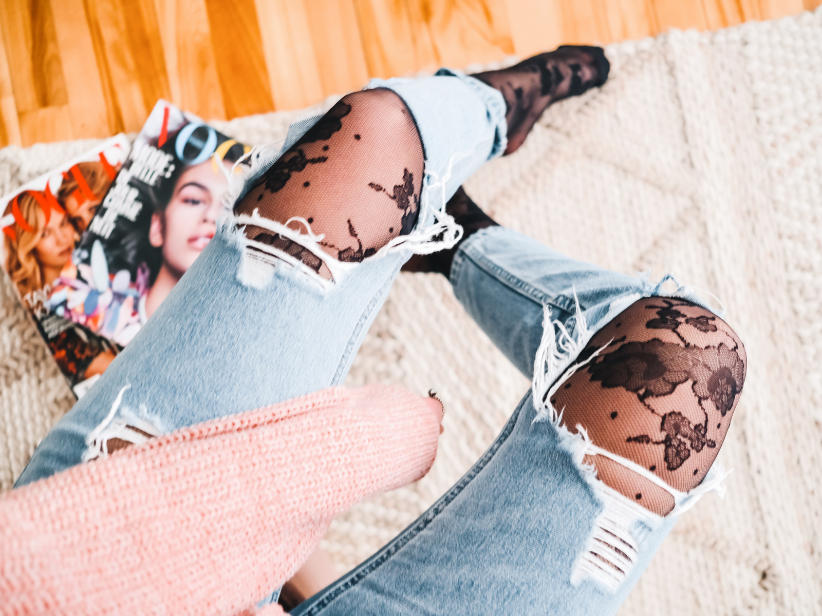 How to Wear Tights Under Ripped Jeans – From Rachel
