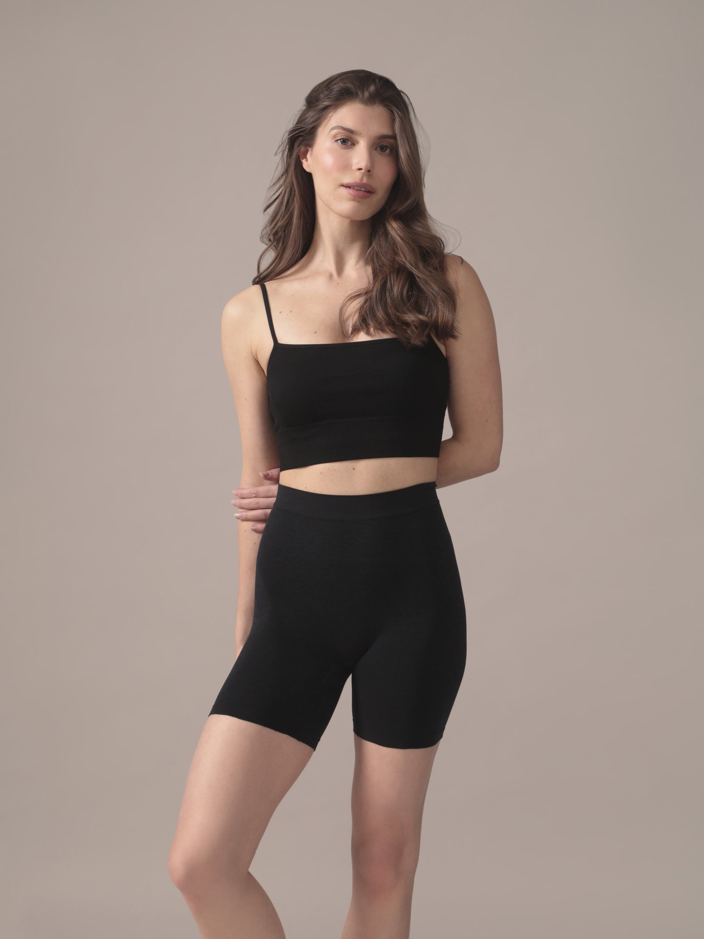 Camisole courte sans coutures en Noir