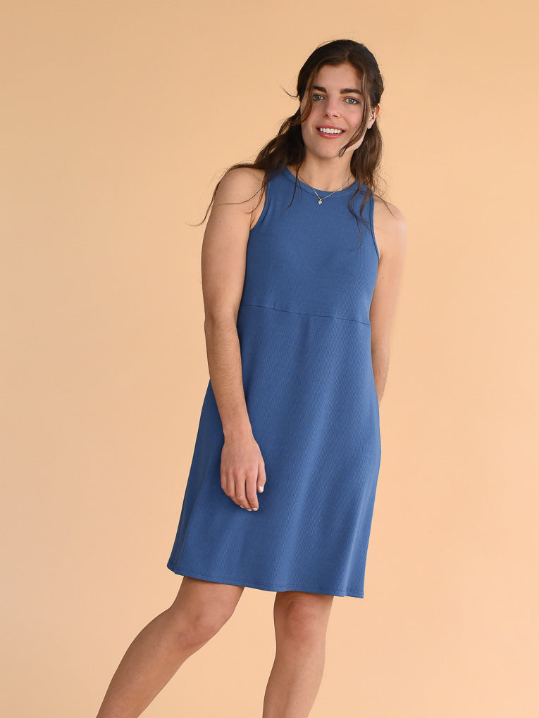 Women's sleeveless blue dress