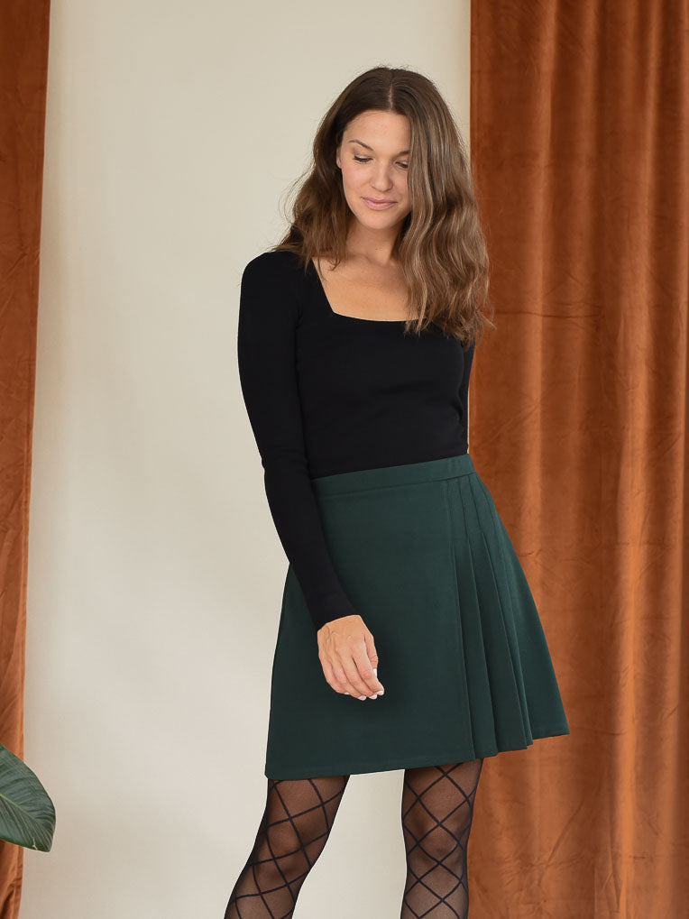 Forest Green Pleated Skirt