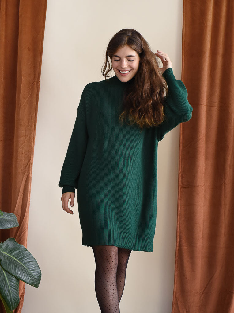 Forest green sweater top dress