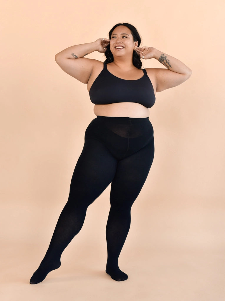 women's plus size black organic cotton tights