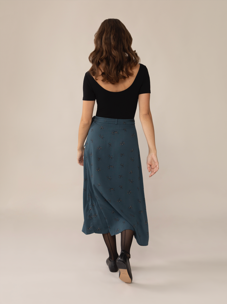 Ruby Foliage Wrap Skirt in Blue