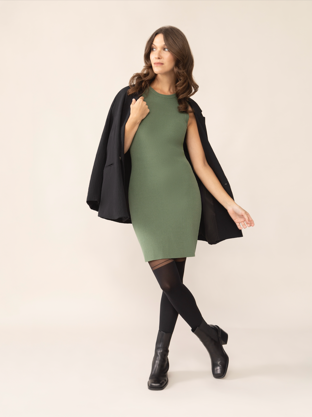 Taylor Sleeveless Sweater Dress in Green Taylor Sleeveless Sweater Dress in Green