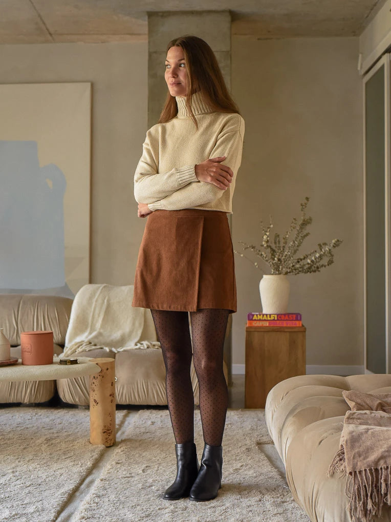Corduroy skirt top outfit ideas