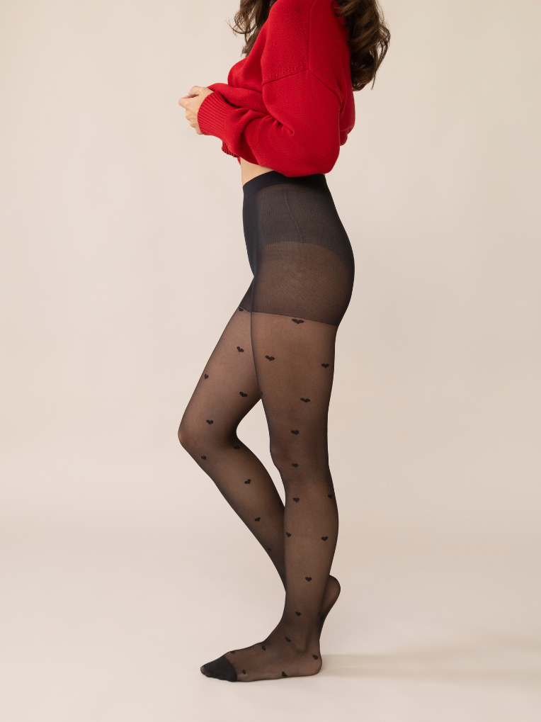 Sheer Heart Print Hosiery From Rachel